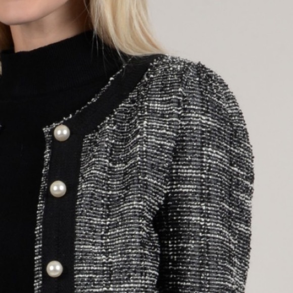 1 Left ⏳Boutique Tweed Silver Thread Pearl Jacket - Picture 3 of 8